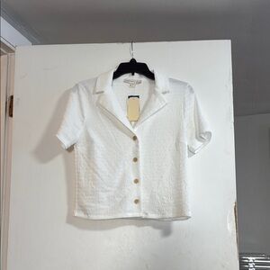 Monteau Cream Textured Blouse